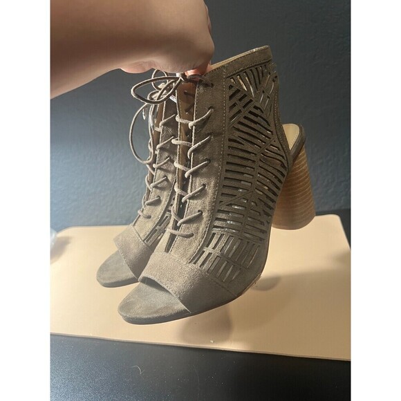Sam Edelman Rocco Bootie Sandals Womens Size 8.5 Brown Suede Cage Cutout Lace Up - Picture 10 of 10